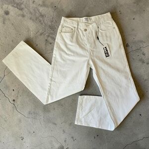 Princess Polly Holly Asymmetric White Denim High Rise Straight Leg Jeans NWT 2